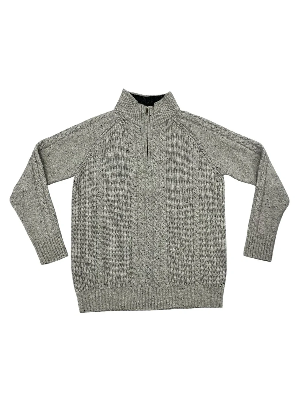 Irelandseye Wool Cashmere Cable Knit Half Zip Sweater Men’s S Gray Ireland
